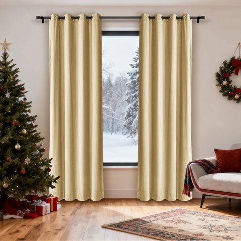 MJ11 Christmas Soft Velvet Blackout Drapes For Bedroom Living Room Holiday Decorations