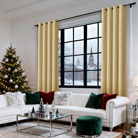 MJ11 Christmas Soft Velvet Blackout Drapes For Bedroom Living Room Holiday Decorations