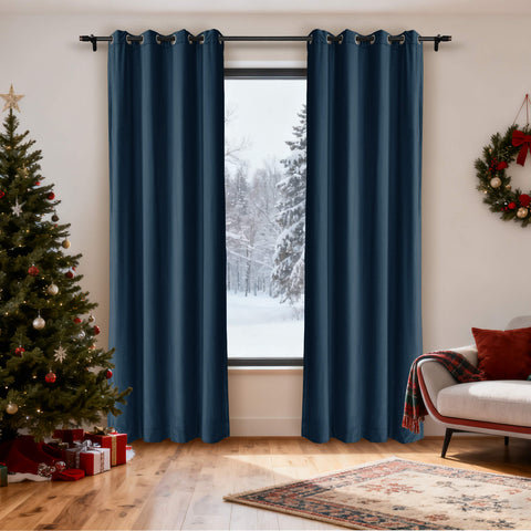 MJ11 Christmas Soft Velvet Blackout Drapes For Bedroom Living Room Holiday Decorations