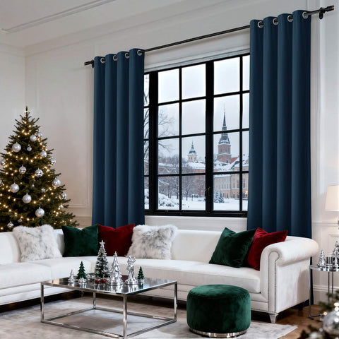 MJ11 Christmas Soft Velvet Blackout Drapes For Bedroom Living Room Holiday Decorations