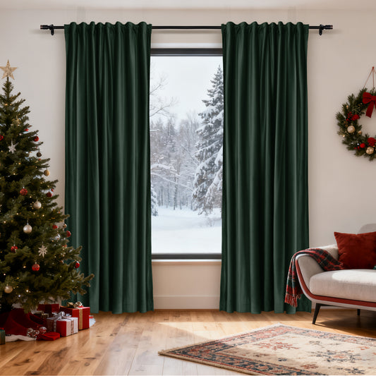 MJ11 Christmas Soft Velvet Blackout Drapes For Bedroom Living Room Holiday Decorations