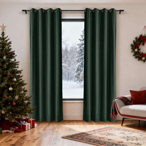 MJ11 Christmas Soft Velvet Blackout Drapes For Bedroom Living Room Holiday Decorations