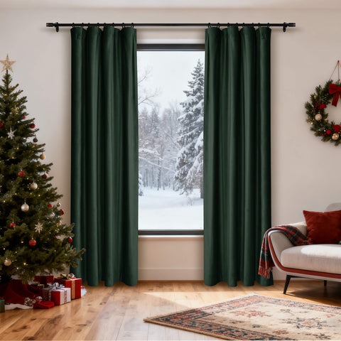 MJ11 Christmas Soft Velvet Blackout Drapes For Bedroom Living Room Holiday Decorations