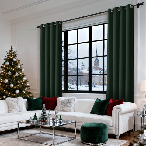 MJ11 Christmas Soft Velvet Blackout Drapes For Bedroom Living Room Holiday Decorations