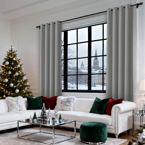 MJ11 Christmas Soft Velvet Blackout Drapes For Bedroom Living Room Holiday Decorations