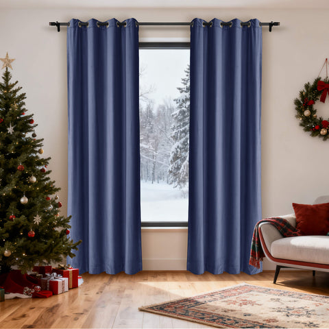 MJ11 Christmas Soft Velvet Blackout Drapes For Bedroom Living Room Holiday Decorations