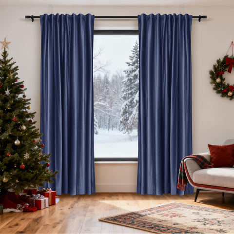 MJ11 Christmas Soft Velvet Blackout Drapes For Bedroom Living Room Holiday Decorations