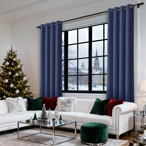 MJ11 Christmas Soft Velvet Blackout Drapes For Bedroom Living Room Holiday Decorations