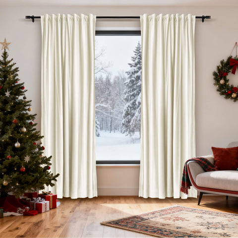 MJ11 Christmas Soft Velvet Blackout Drapes For Bedroom Living Room Holiday Decorations