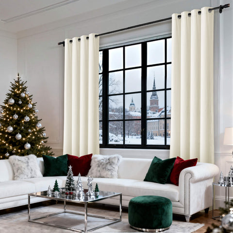 MJ11 Christmas Soft Velvet Blackout Drapes For Bedroom Living Room Holiday Decorations