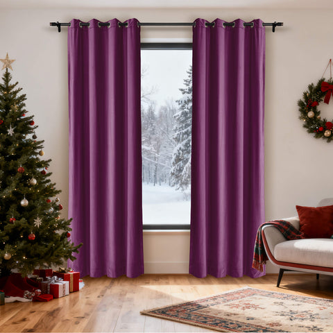 MJ11 Christmas Soft Velvet Blackout Drapes For Bedroom Living Room Holiday Decorations