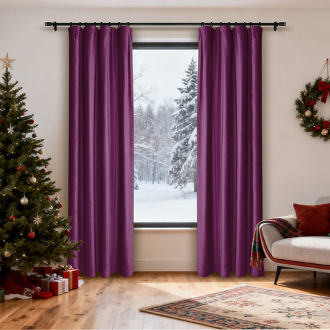 MJ11 Christmas Soft Velvet Blackout Drapes For Bedroom Living Room Holiday Decorations