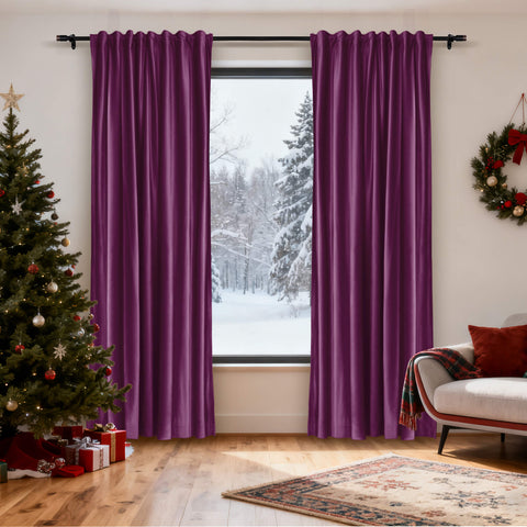 MJ11 Christmas Soft Velvet Blackout Drapes For Bedroom Living Room Holiday Decorations
