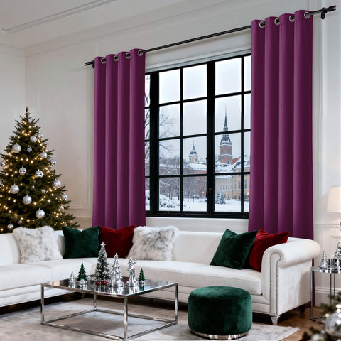 MJ11 Christmas Soft Velvet Blackout Drapes For Bedroom Living Room Holiday Decorations