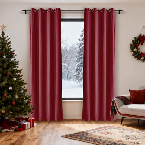 MJ11 Christmas Soft Velvet Blackout Drapes For Bedroom Living Room Holiday Decorations