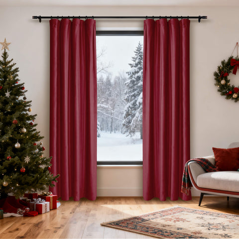 MJ11 Christmas Soft Velvet Blackout Drapes For Bedroom Living Room Holiday Decorations