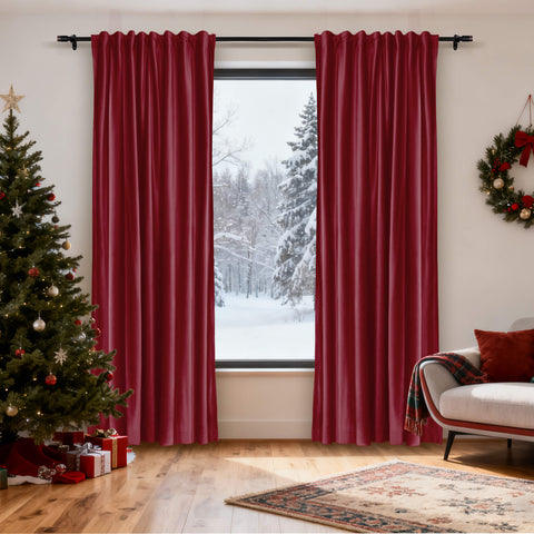 MJ11 Christmas Soft Velvet Blackout Drapes For Bedroom Living Room Holiday Decorations