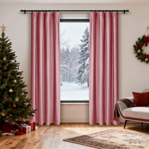 MJ11 Christmas Soft Velvet Blackout Drapes For Bedroom Living Room Holiday Decorations