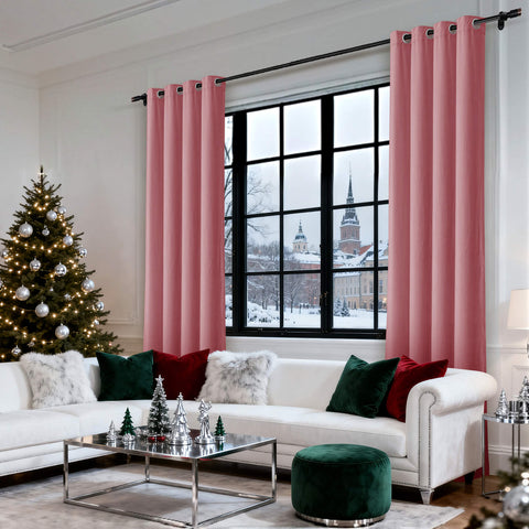MJ11 Christmas Soft Velvet Blackout Drapes For Bedroom Living Room Holiday Decorations