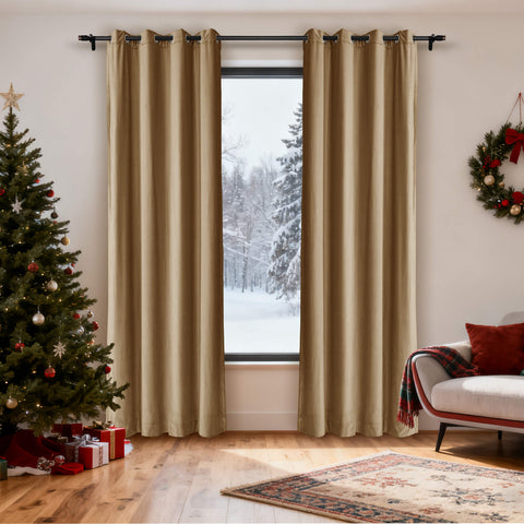 MJ11 Christmas Soft Velvet Blackout Drapes For Bedroom Living Room Holiday Decorations
