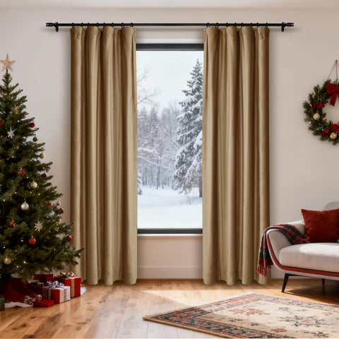 MJ11 Christmas Soft Velvet Blackout Drapes For Bedroom Living Room Holiday Decorations
