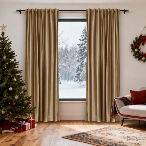 MJ11 Christmas Soft Velvet Blackout Drapes For Bedroom Living Room Holiday Decorations