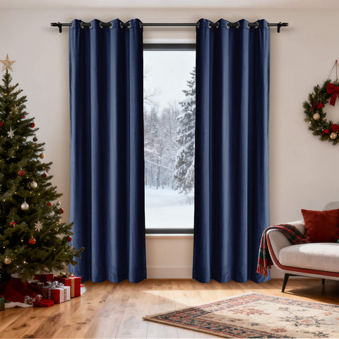 MJ11 Christmas Soft Velvet Blackout Drapes For Bedroom Living Room Holiday Decorations