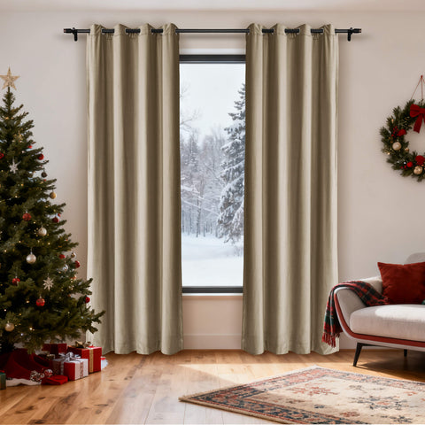 MJ11 Christmas Soft Velvet Blackout Drapes For Bedroom Living Room Holiday Decorations