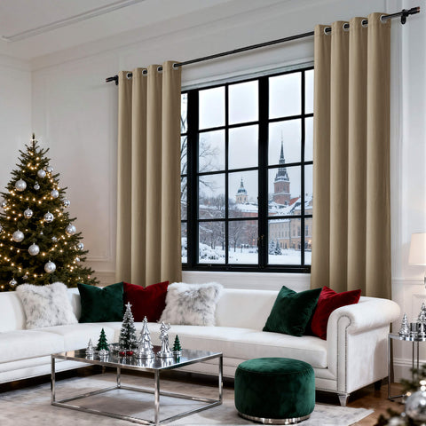 MJ11 Christmas Soft Velvet Blackout Drapes For Bedroom Living Room Holiday Decorations