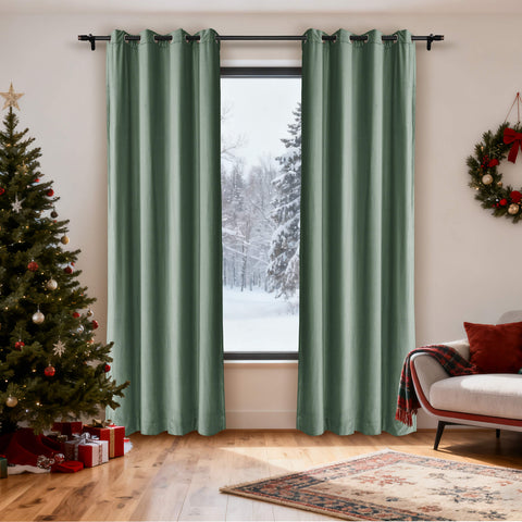 MJ11 Christmas Soft Velvet Blackout Drapes For Bedroom Living Room Holiday Decorations