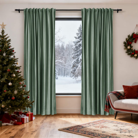 MJ11 Christmas Soft Velvet Blackout Drapes For Bedroom Living Room Holiday Decorations