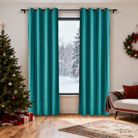 MJ11 Christmas Soft Velvet Blackout Drapes For Bedroom Living Room Holiday Decorations