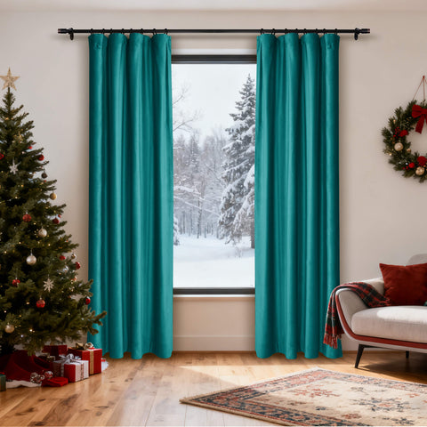 MJ11 Christmas Soft Velvet Blackout Drapes For Bedroom Living Room Holiday Decorations