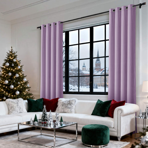 MJ11 Christmas Soft Velvet Blackout Drapes For Bedroom Living Room Holiday Decorations