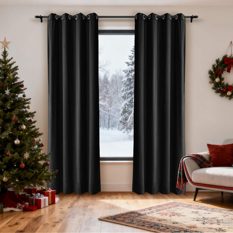 MJ11 Christmas Soft Velvet Blackout Drapes For Bedroom Living Room Holiday Decorations