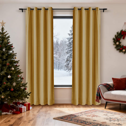 MJ11 Christmas Soft Velvet Blackout Drapes For Bedroom Living Room Holiday Decorations