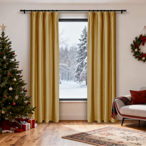 MJ11 Christmas Soft Velvet Blackout Drapes For Bedroom Living Room Holiday Decorations