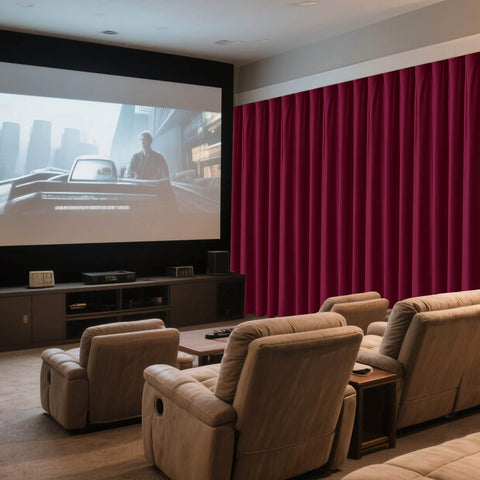 MJ11 Soft Velvet Home Theater Blackout Curtain Custom Made Multiple Headers - Cololeaf -- 39# Burgundy Red
