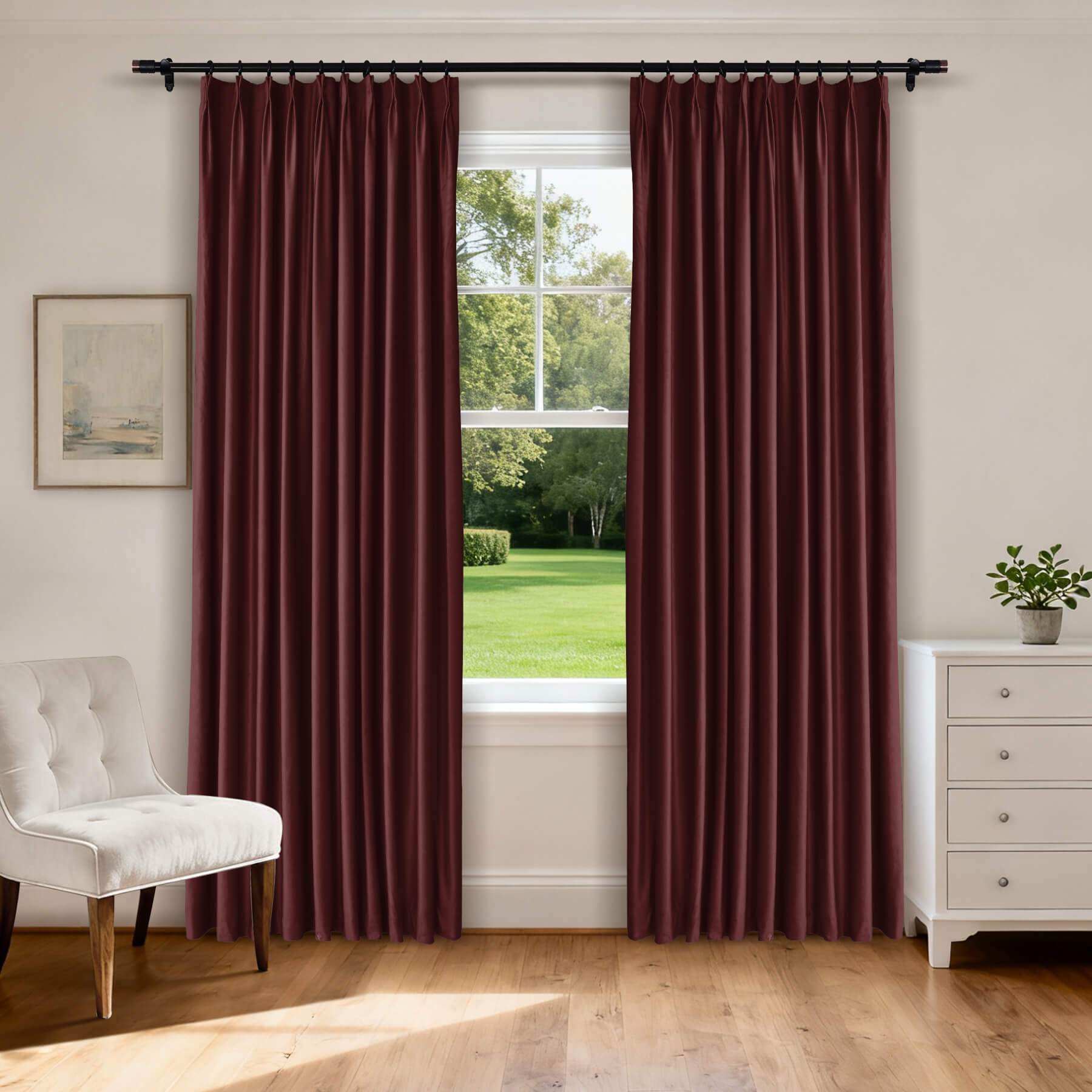 MJ11 Soft Velvet Home Theater Blackout Curtain Custom Made Multiple Headers - Cololeaf -- 111# Warm Black