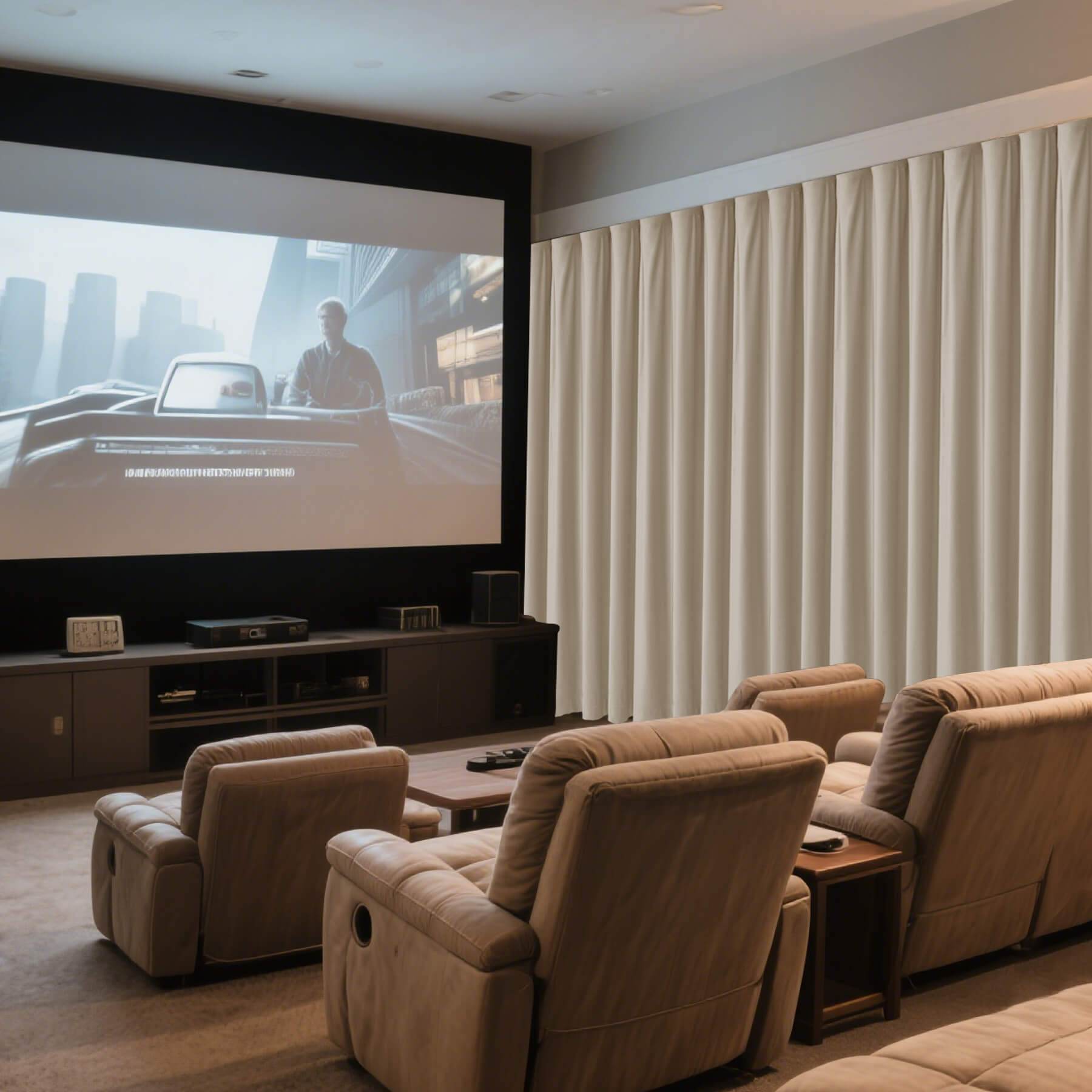 MJ11 Soft Velvet Home Theater Blackout Curtain Custom Made Multiple Headers - Cololeaf -- 2# Cashmere