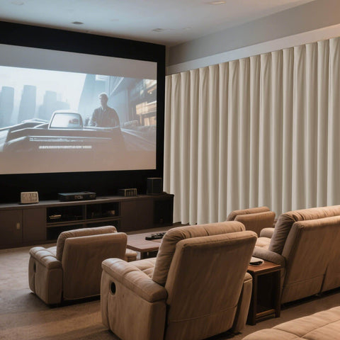 MJ11 Soft Velvet Home Theater Blackout Curtain Custom Made Multiple Headers - Cololeaf -- 2# Cashmere