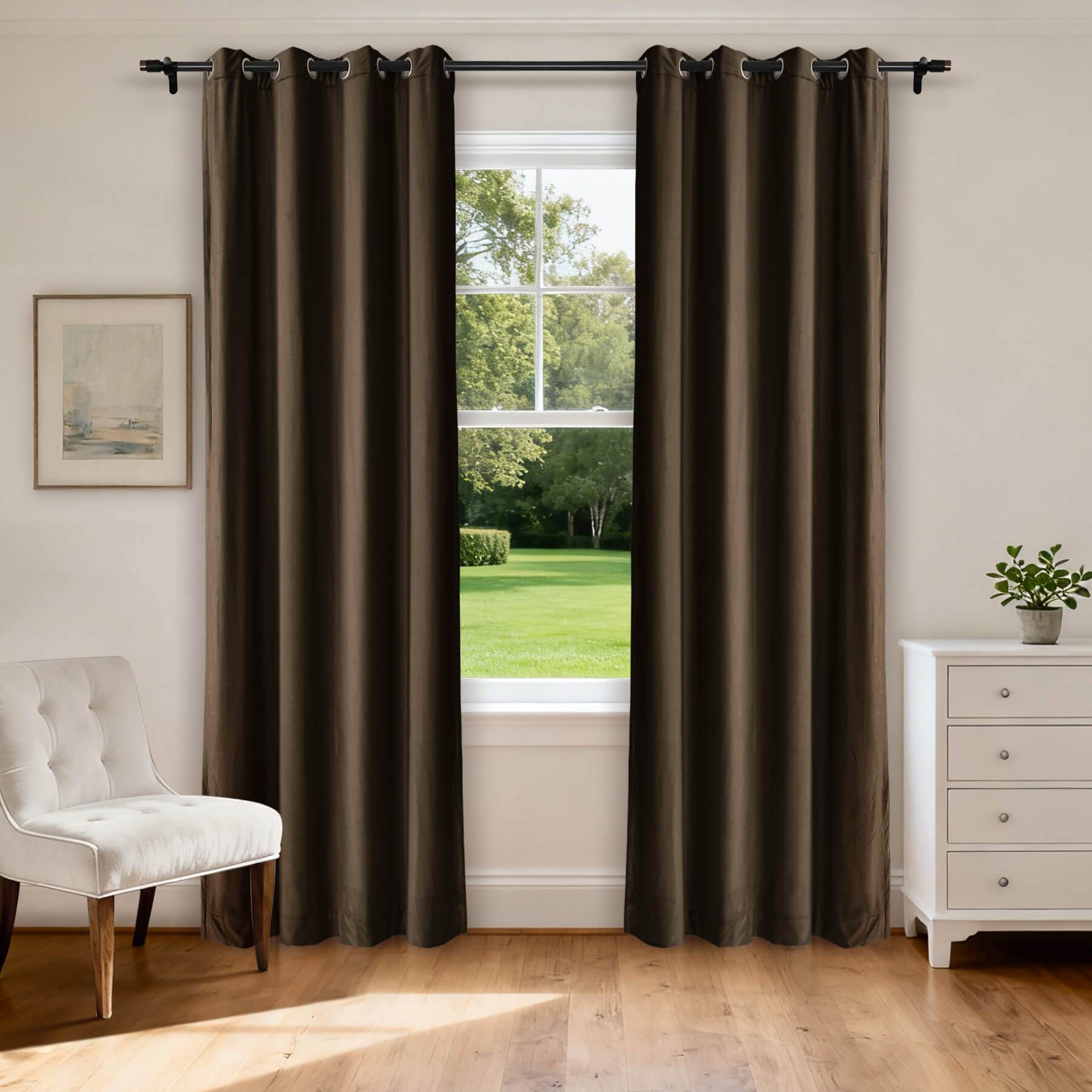 MJ11 Soft Velvet Home Theater Blackout Curtain Custom Made Multiple Headers - Cololeaf -- 111# Warm Black