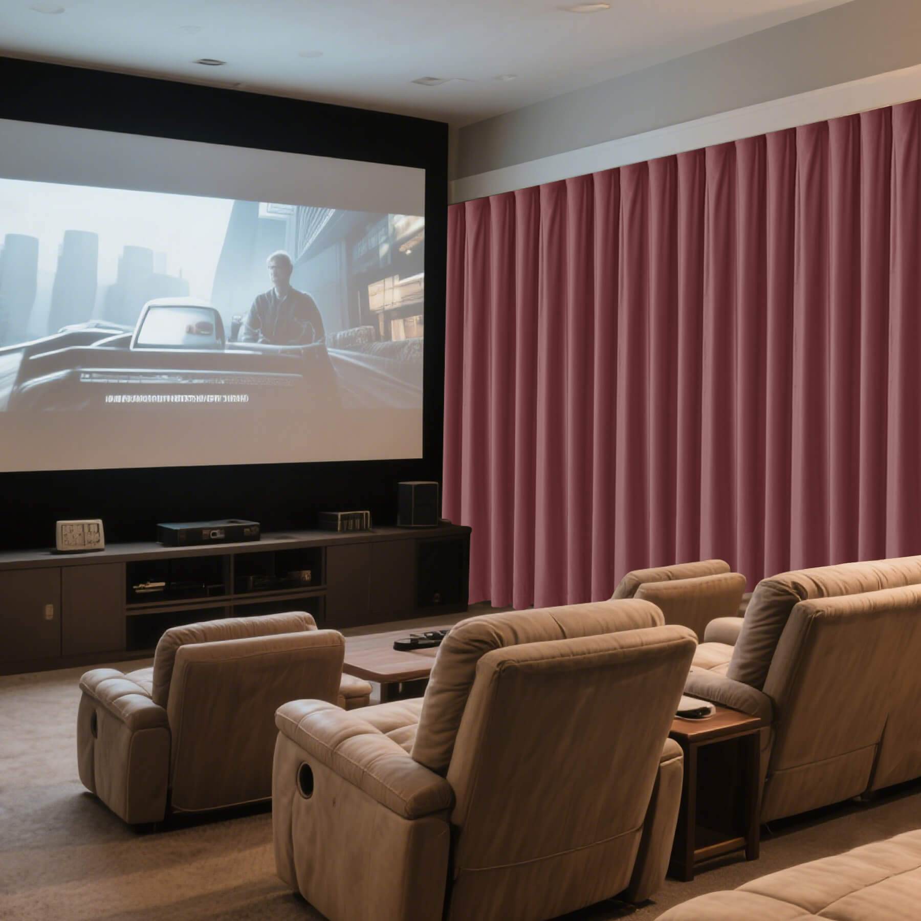 MJ11 Soft Velvet Home Theater Blackout Curtain Custom Made Multiple Headers - Cololeaf -- 34# Coral