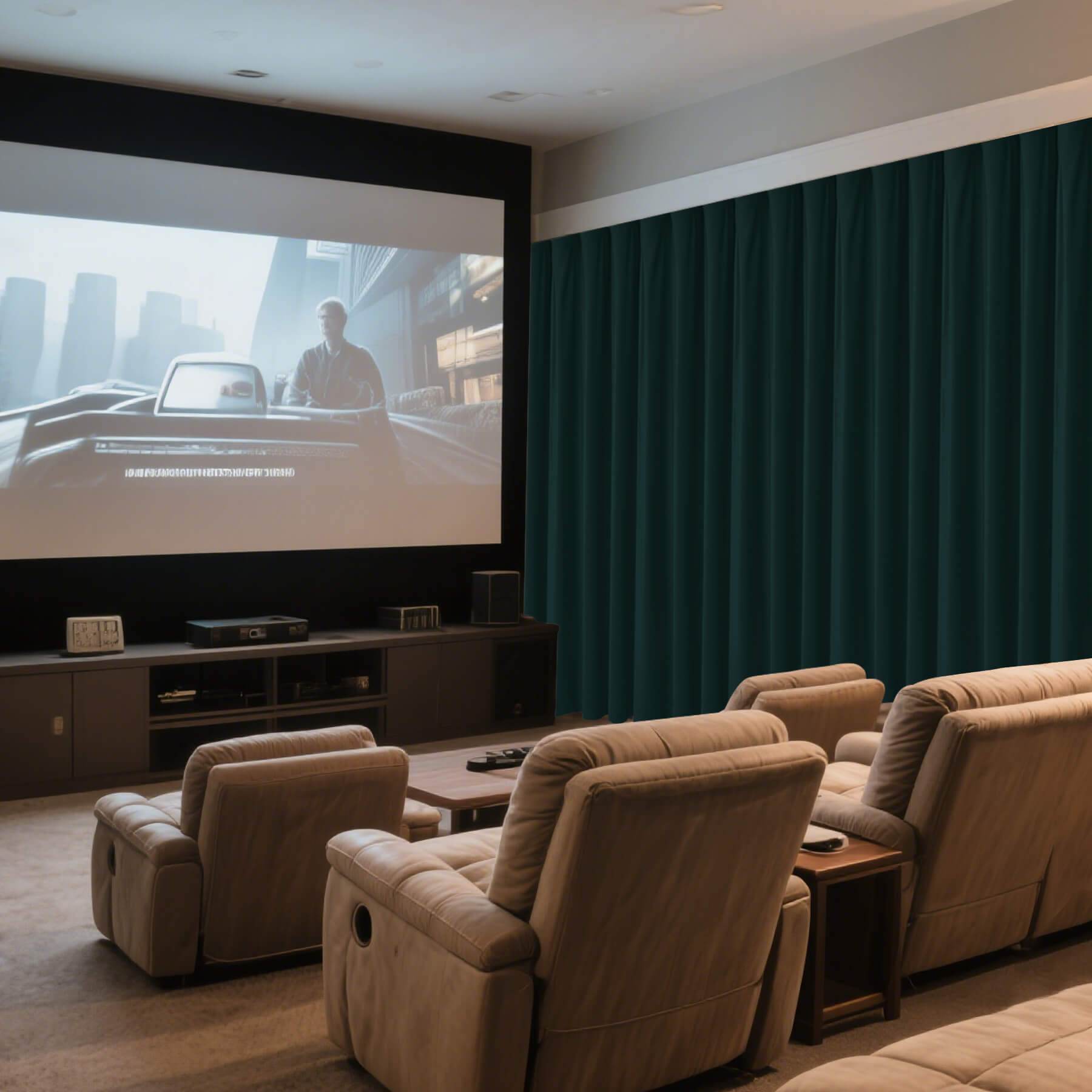 MJ11 Soft Velvet Home Theater Blackout Curtain Custom Made Multiple Headers - Cololeaf -- 111# Warm Black