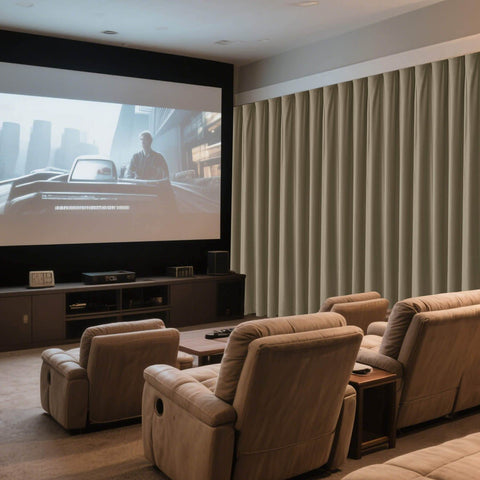 MJ11 Soft Velvet Home Theater Blackout Curtain Custom Made Multiple Headers - Cololeaf -- 8# Gray Beige