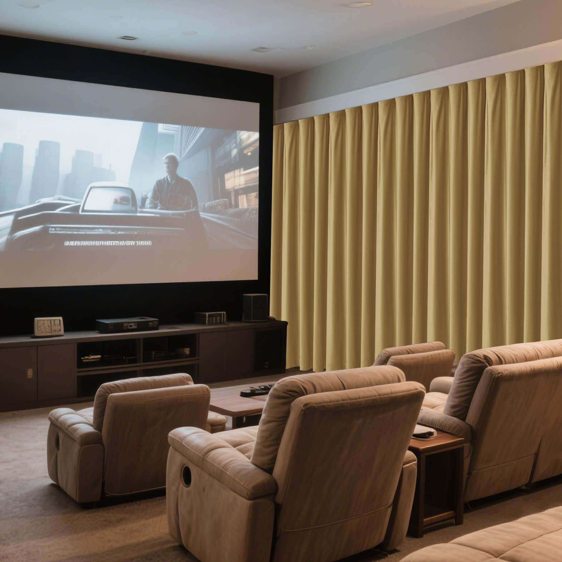 MJ11 Soft Velvet Home Theater Blackout Curtain Custom Made Multiple Headers - Cololeaf -- 5# Khaki