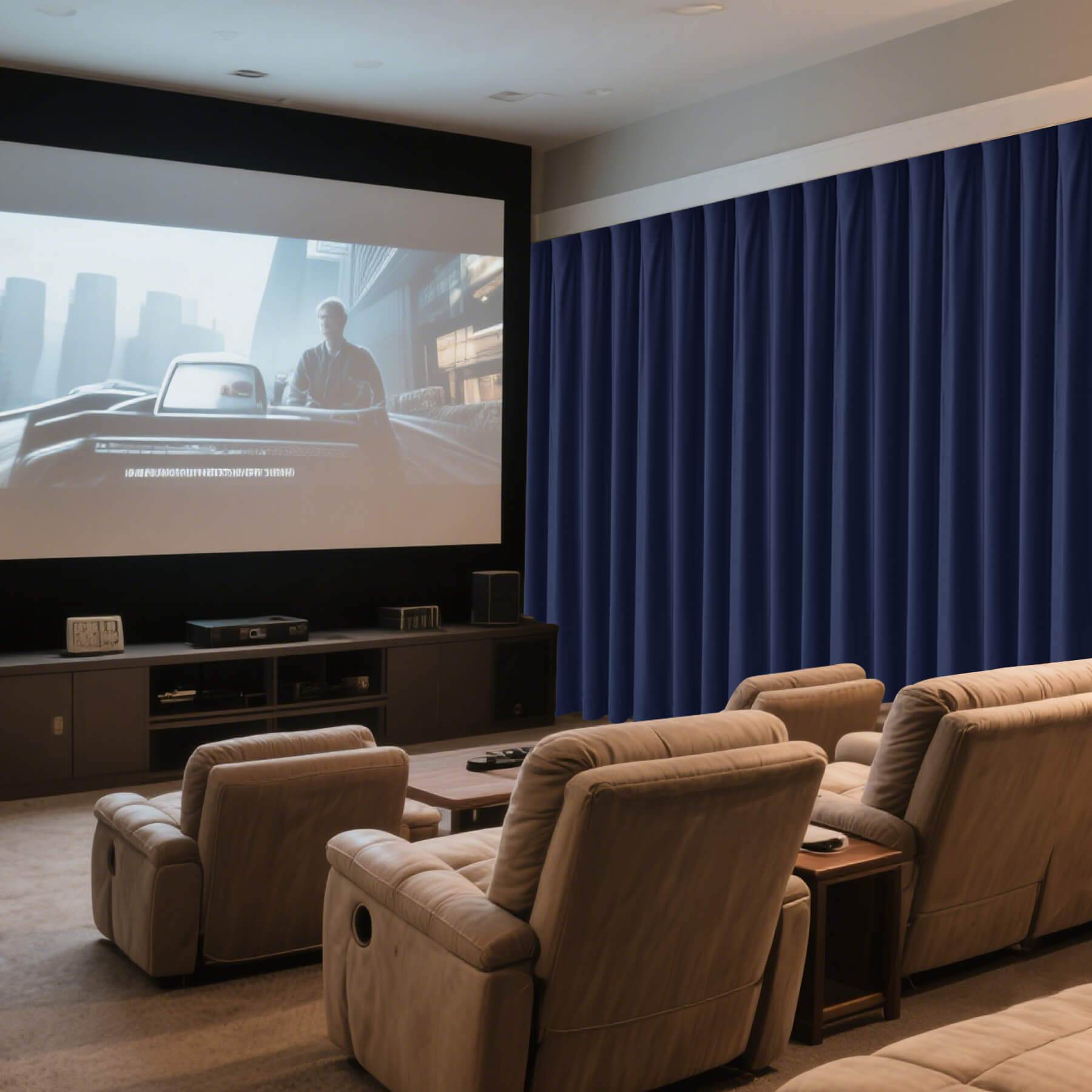 MJ11 Soft Velvet Home Theater Blackout Curtain Custom Made Multiple Headers - Cololeaf -- 111# Warm Black