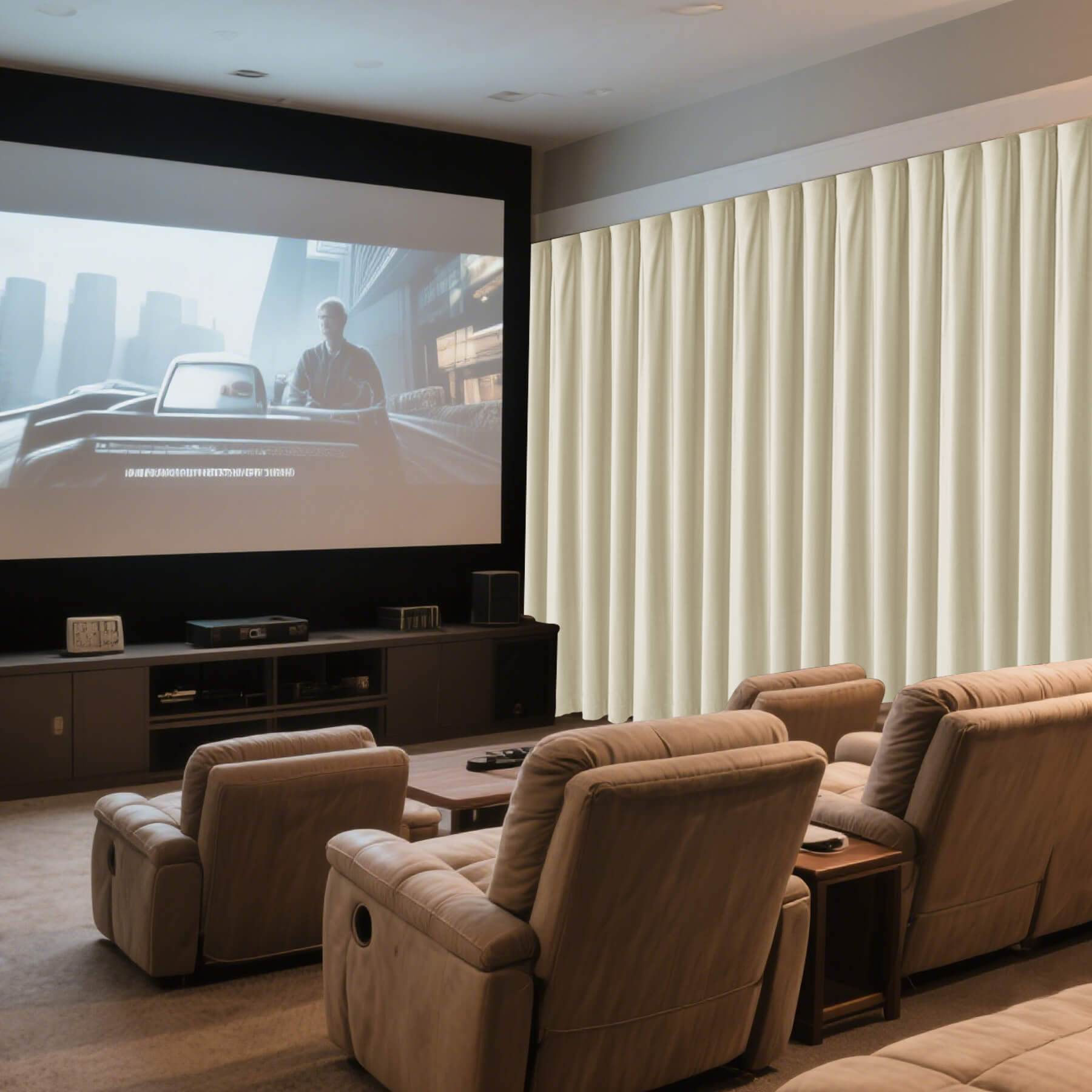 MJ11 Soft Velvet Home Theater Blackout Curtain Custom Made Multiple Headers - Cololeaf -- 1# Off White