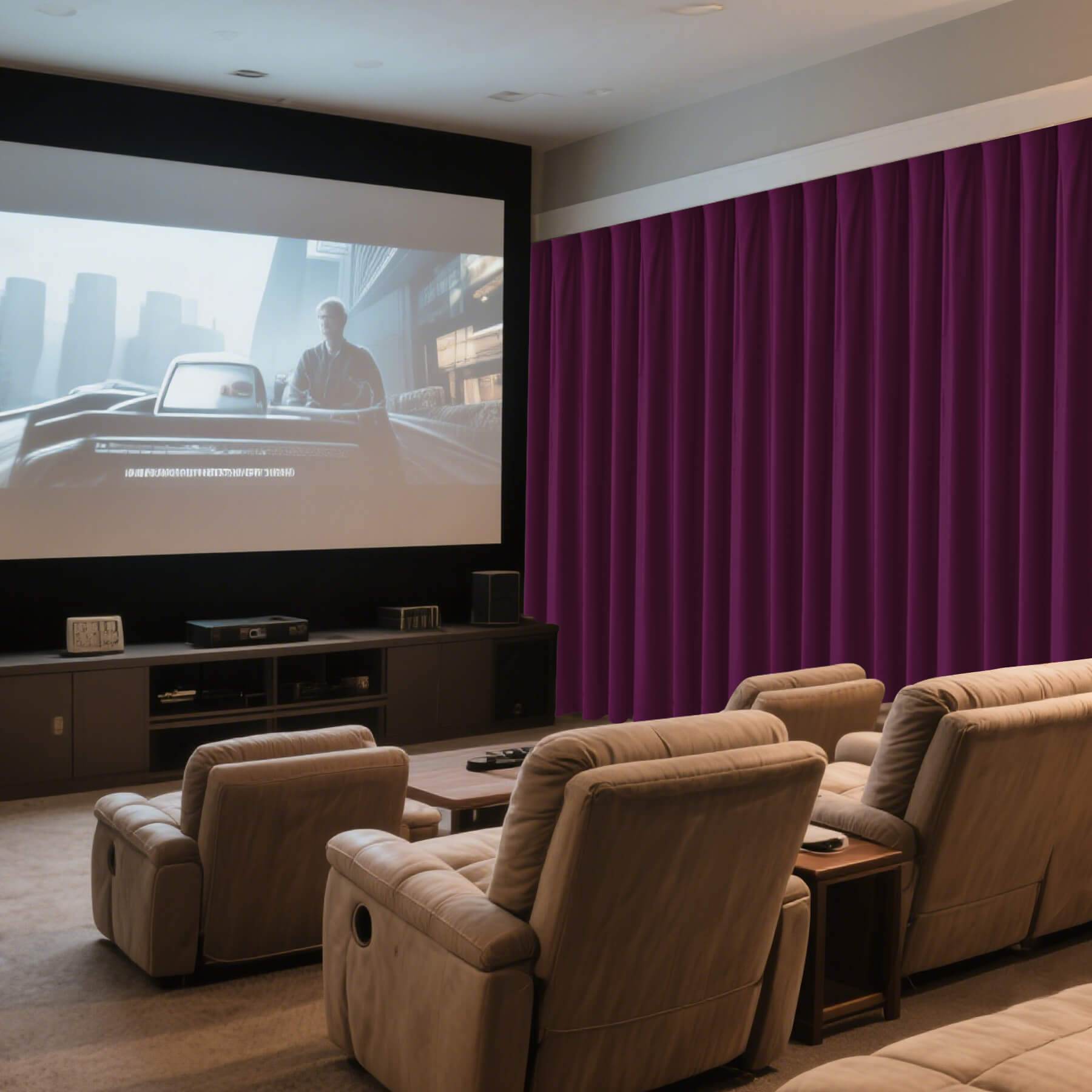 MJ11 Soft Velvet Home Theater Blackout Curtain Custom Made Multiple Headers - Cololeaf -- 51# Purple