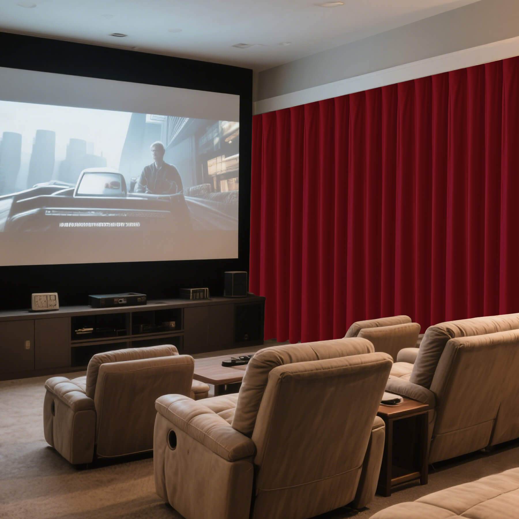 MJ11 Soft Velvet Home Theater Blackout Curtain Custom Made Multiple Headers - Cololeaf -- 43# Raspberry Red